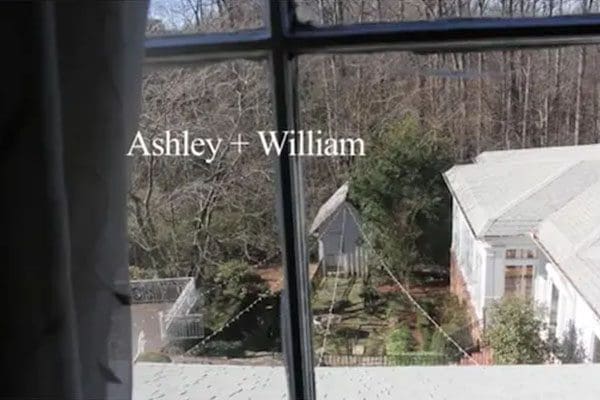 A window with the name ashley and william on it.